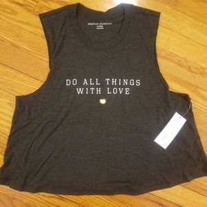 Spiritual Gangster Do All Things with Love Crop Tank Shirt Size XL NWT